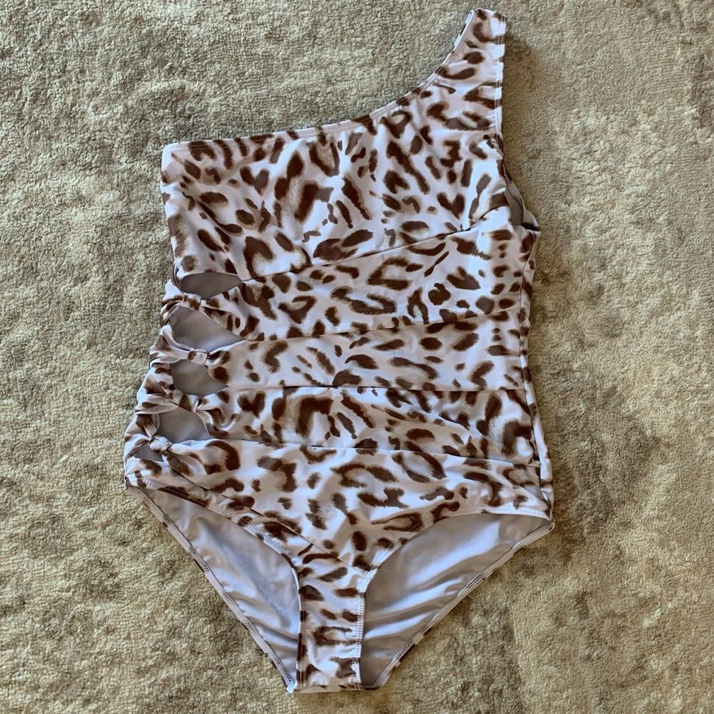 Leopard One Shoulder Swimsuit- Size Large